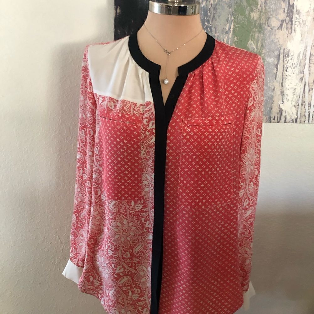 Rebecca Taylor Women Top SIZE 6 100% Silk Long Sleeve Button Career Shirt